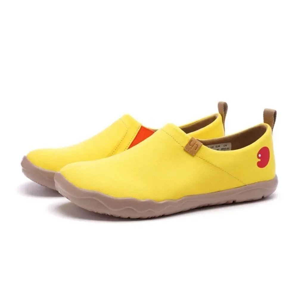 UIN Toledo Yellow Shoes Men Canvas Short Plush Ortholite Slip On Travel Size 8.5